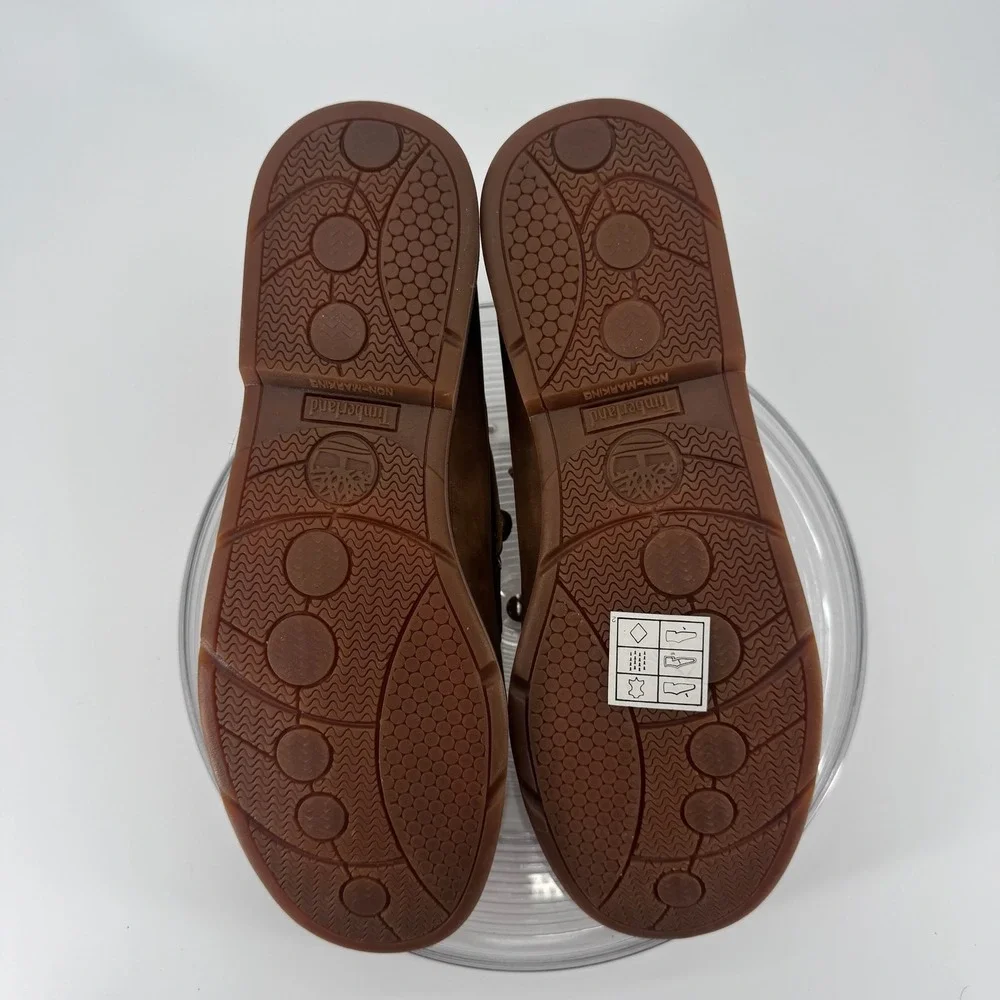 Timberland Boat Shoes Mens 10.5 Brown Leather Moccasin Toe Brown Nubuck 2 Eye